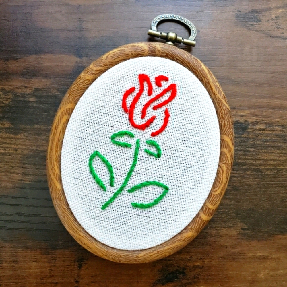 🌹Embroidered Rose Wall Art Handmade Tattoo Style